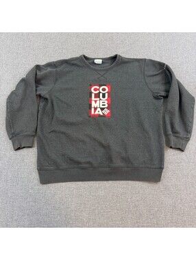 Columbia Gray Crewneck Graphic Sweatshirt Size L Stacked Patch Style Logo